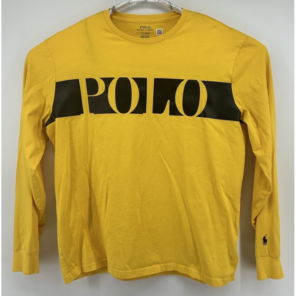 Polo Ralph Lauren Long Sleeve Pullover Shirt Graphic Logo Yellow Men's Large